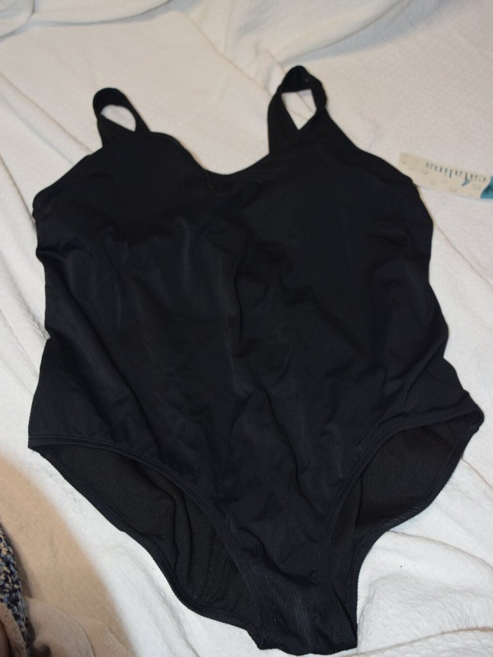 Catalina Black Ribbed One-Piece Swimsuit 3X